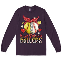 Plum busy raising ballers Long Sleeve Tee - MaliasSmallBusiness