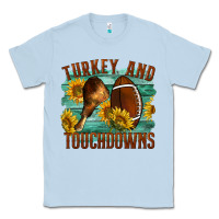 Dusty Blue Turkey And Touchdowns Classic Tee - LillyAllenDesigns