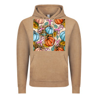 Vintage Coffee breast cancer awareness with pumpkin and leopard seamless pattern Vintage Hoodie - BundleAndBundleShop