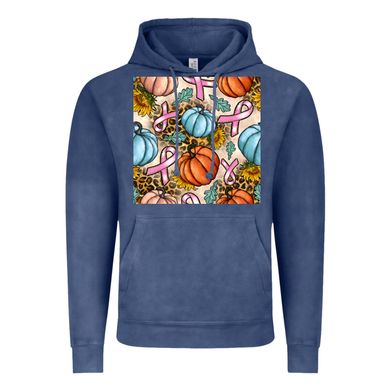 Breast Cancer Awareness With Pumpkin And Leopard Seamless Pattern Vintage Hoodie by BundleAndBundleShop | Teevron