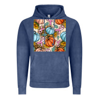 Vintage Denim breast cancer awareness with pumpkin and leopard seamless pattern Vintage Hoodie - BundleAndBundleShop