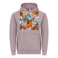 Vintage Zinc breast cancer awareness with pumpkin and leopard seamless pattern Vintage Hoodie - BundleAndBundleShop