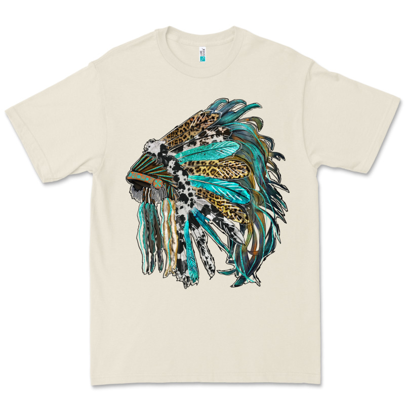 Indian Feather Headdress With Western  Patterns Premium Tee by RanaPortraitStore | Teevron