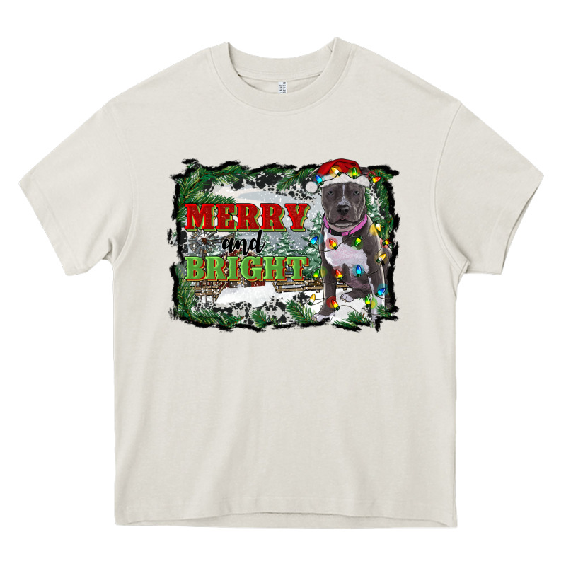 Merry And Bright Pitbull With Farm Heavy Core Tee by RanaPortraitStore | Teevron