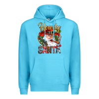Ocean Blue Howdy Santa Premium Hoodie - NancyCooperArtShop