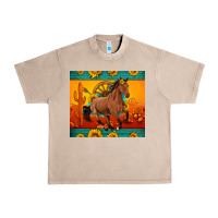 French Oak western sunset galloping horse sunflower Urban Heavy Tee - Artiststas