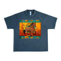 Midnight Navy western sunset galloping horse sunflower Urban Heavy Tee - Artiststas