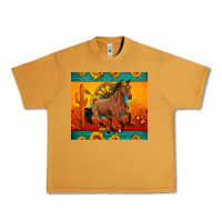 Peanut Butter western sunset galloping horse sunflower Urban Heavy Tee - Artiststas