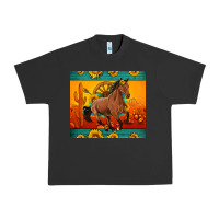 Pigment Black western sunset galloping horse sunflower Urban Heavy Tee - Artiststas