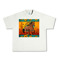 Pistachio western sunset galloping horse sunflower Urban Heavy Tee - Artiststas