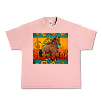Salmon western sunset galloping horse sunflower Urban Heavy Tee - Artiststas