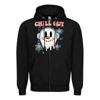 Black chill out christmas snowman Zipper Hoodie - MaliasSmallBusiness