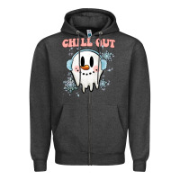 Charcoal Heather chill out christmas snowman Zipper Hoodie - MaliasSmallBusiness