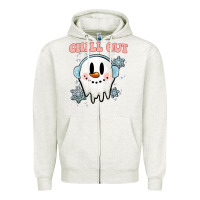 Oatmeal Heather chill out christmas snowman Zipper Hoodie - MaliasSmallBusiness