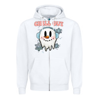 White chill out christmas snowman Zipper Hoodie - MaliasSmallBusiness
