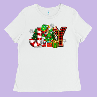 Christmas Joy Elf Ladies Tee Designed By Zillion Design Studio