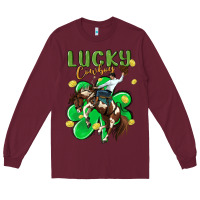 Burgundy lucky cowboy Long Sleeve Tee - MaliasSmallBusiness