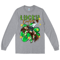 Heather Grey lucky cowboy Long Sleeve Tee - MaliasSmallBusiness