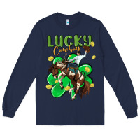 Navy lucky cowboy Long Sleeve Tee - MaliasSmallBusiness