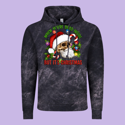 When You're Dead Inside But It's Christmas Hippie Skeleton Santa Vintage Hoodie Designed By Artiststas