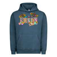 Pigment Midnight Navy He is risen Easter  Easter Day Urban Hoodie - CowGirlArtShop
