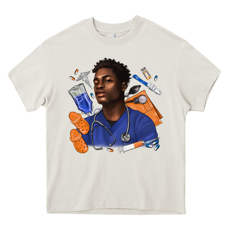 Afro Man Nurse Heavy Core Tee by texasbilliewilder | Teevron