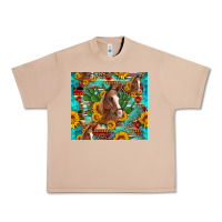 Burro sunflowers and cactus horses turquoise aztec leopard background Urban Heavy Tee - Artiststas