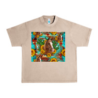 French Oak sunflowers and cactus horses turquoise aztec leopard background Urban Heavy Tee - Artiststas