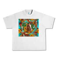 Lunar Rock sunflowers and cactus horses turquoise aztec leopard background Urban Heavy Tee - Artiststas