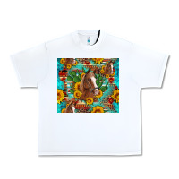 White sunflowers and cactus horses turquoise aztec leopard background Urban Heavy Tee - Artiststas