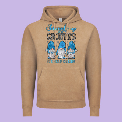 Snuggle Up Gnomies It's Cold Outside Vintage Hoodie Designed By Jahusdesignshop