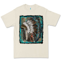 Indian Feather Headdress With Leopard Background Premium Tee | Teevron