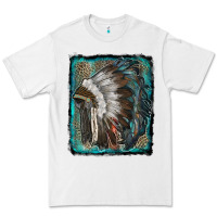 White indian feather headdress with leopard background Premium Tee - RanaPortraitStore