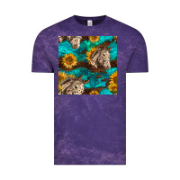Cloud Purple appaloosa horses and sunflowers seamless pattern Vintage Tee - BundleAndBundleShop
