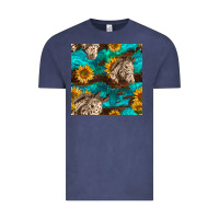 Vintage Denim appaloosa horses and sunflowers seamless pattern Vintage Tee - BundleAndBundleShop