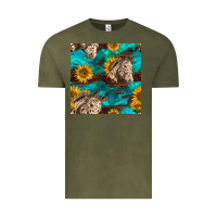 Vintage Olive appaloosa horses and sunflowers seamless pattern Vintage Tee - BundleAndBundleShop