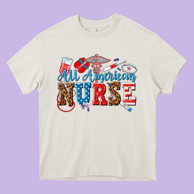 All American Nurse Heavy Core Tee Designed By Texasbilliewilder