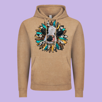Baby Cow With Sunflower Vintage Hoodie Designed By Ranaportraitstore