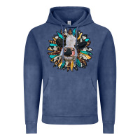 Vintage Denim baby cow with sunflower Vintage Hoodie - RanaPortraitStore
