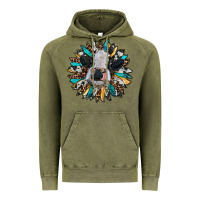Vintage Olive baby cow with sunflower Vintage Hoodie - RanaPortraitStore