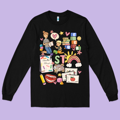 Can't Talk Right Now Doing Speech Therapy Stuff Long Sleeve Tee Designed By Maliassmallbusiness