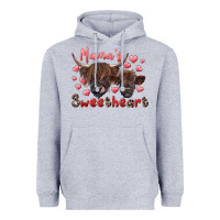 Heather Grey mama's sweetheart highland cow and calf Heavyweight Hoodie - RanaPortraitStore