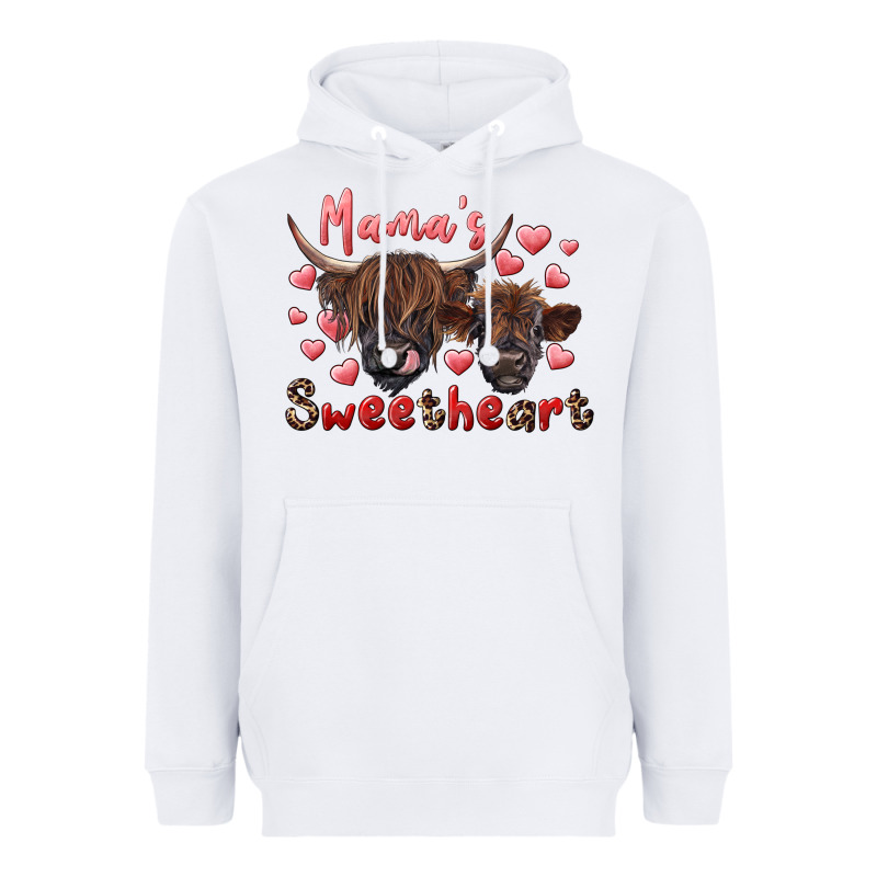 Mama's Sweetheart Highland Cow And Calf Heavyweight Hoodie by RanaPortraitStore | Teevron