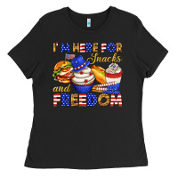 Black i m here for snacks and freedom Ladies Tee - texasbilliewilder