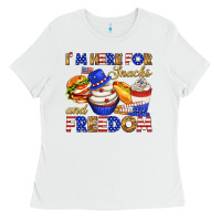 White i m here for snacks and freedom Ladies Tee - texasbilliewilder