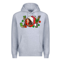 Heather Grey Joy with woman Premium Hoodie - NancyCooperArtShop