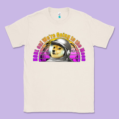 Doge Coin Hodl On We're Going To The Moon Retro Sunset Classic Tee Designed By Jasminsmagicworld