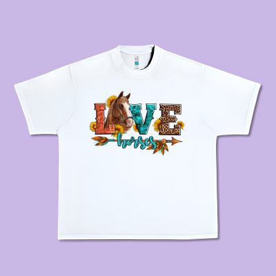 Love Horses  Leather Turquoise Leopard Urban Heavy Tee Designed By Artiststas
