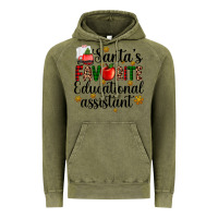 Vintage Olive santa's favorite educational assistant Vintage Hoodie - AdoDesignShop