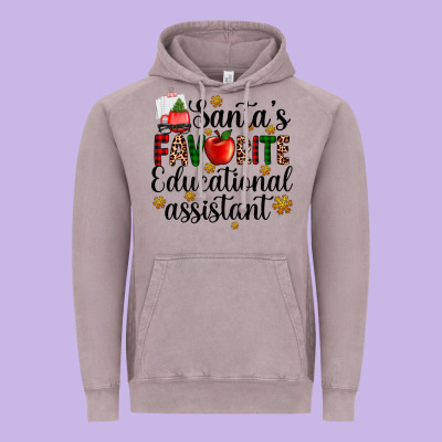 Santa's Favorite Educational Assistant Vintage Hoodie Designed By Adodesignshop